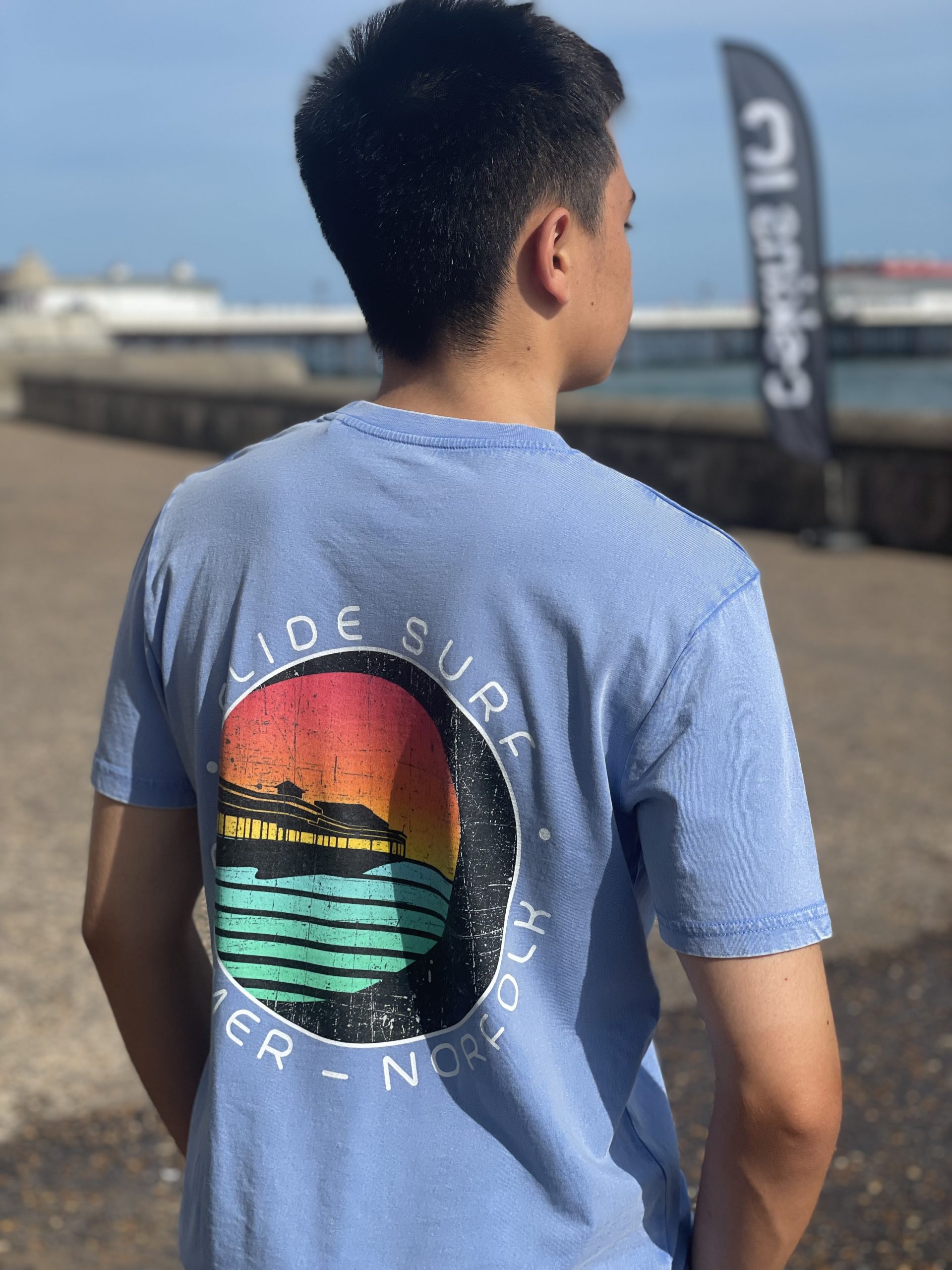 Glide Pier T-Shirt in Pink and Blue - Image 3