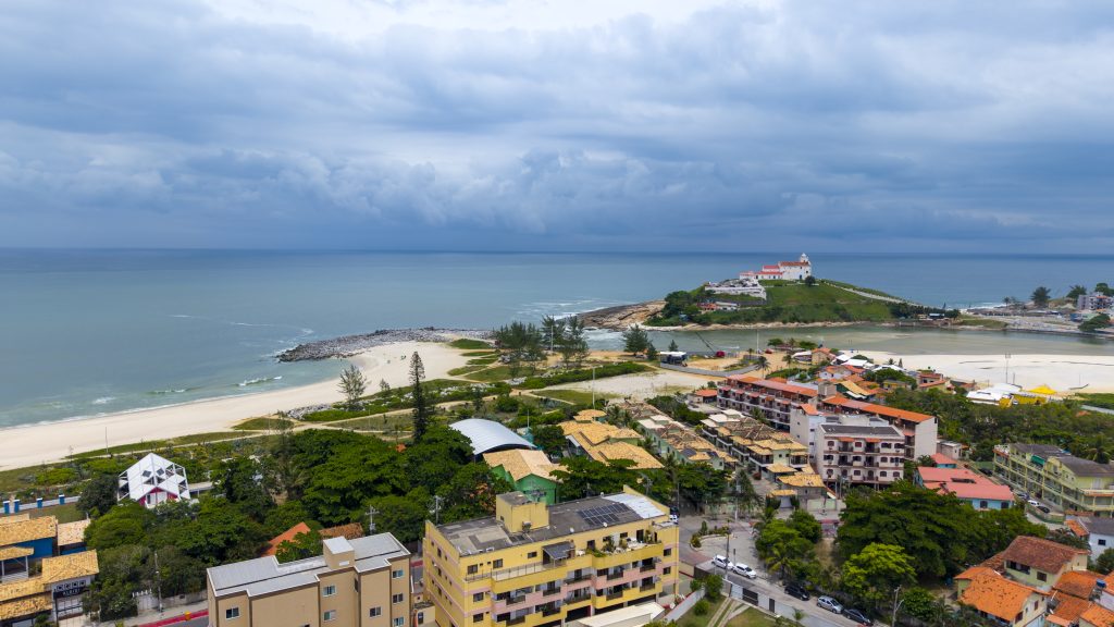 Ariel view of Barrinha beach and river mouth